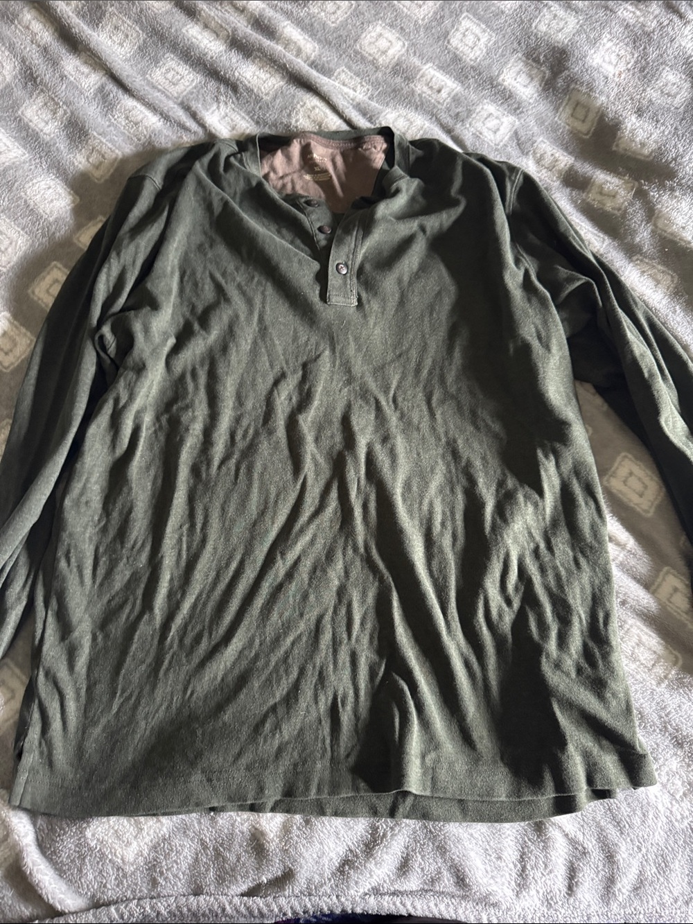 Arrow Olive Green Long Sleeve Henley Shirt